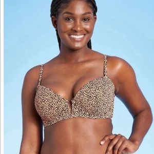 Shade & Shore Leopard V-Bone Bikini Top 36DD